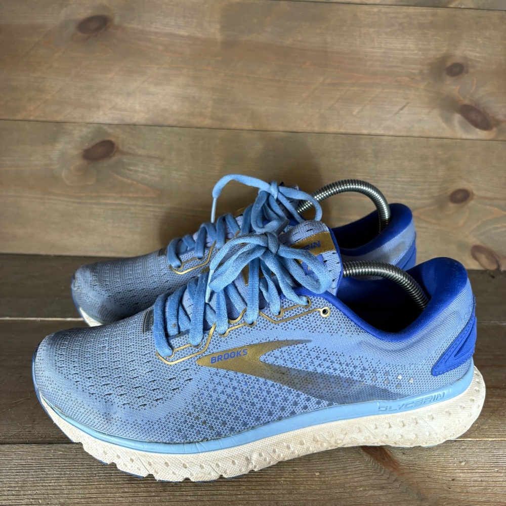 brooks glycerin 18 womens size 9 shoes blue athletic running sneakers